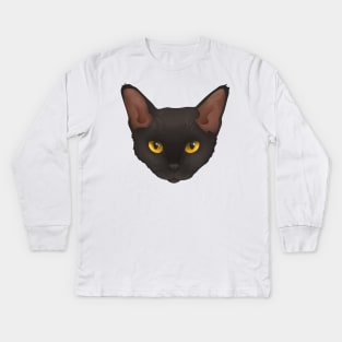 Devon Rex Black Kids Long Sleeve T-Shirt